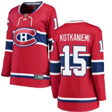 Women's Montreal Canadiens #15 Jesperi Kotkaniemi Authentic Red Home Fanatics Branded Breakaway NHL Jersey