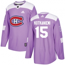 Youth Adidas Montreal Canadiens #15 Jesperi Kotkaniemi Authentic Purple Fights Cancer Practice NHL Jersey