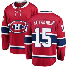 Youth Montreal Canadiens #15 Jesperi Kotkaniemi Authentic Red Home Fanatics Branded Breakaway NHL Jersey