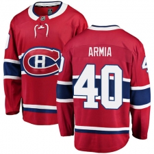 Men's Montreal Canadiens #40 Joel Armia Authentic Red Home Fanatics Branded Breakaway NHL Jersey