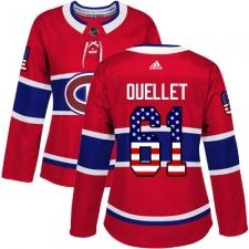 Women's Adidas Montreal Canadiens #61 Xavier Ouellet Authentic Red USA Flag Fashion NHL Jersey