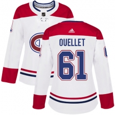 Women's Adidas Montreal Canadiens #61 Xavier Ouellet Authentic White Away NHL Jersey