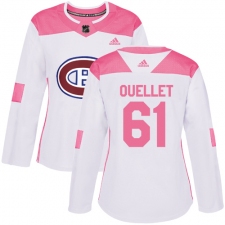 Women's Adidas Montreal Canadiens #61 Xavier Ouellet Authentic White Pink Fashion NHL Jersey