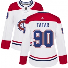Women's Adidas Montreal Canadiens #90 Tomas Tatar Authentic White Away NHL Jersey
