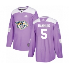 Youth Nashville Predators #5 Dan Hamhuis Authentic Purple Fights Cancer Practice Hockey Jersey