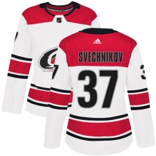 Women's Adidas Carolina Hurricanes #37 Andrei Svechnikov Authentic White Away NHL Jersey