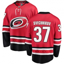 Youth Carolina Hurricanes #37 Andrei Svechnikov Authentic Red Home Fanatics Branded Breakaway NHL Jersey