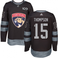 Men's Adidas Florida Panthers #15 Paul Thompson Authentic Black 1917-2017 100th Anniversary NHL Jersey