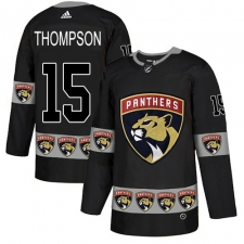 Men's Adidas Florida Panthers #15 Paul Thompson Authentic Black Team Logo Fashion NHL Jersey