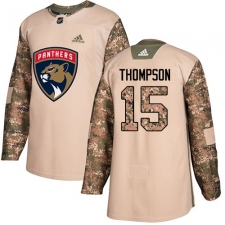 Men's Adidas Florida Panthers #15 Paul Thompson Authentic Camo Veterans Day Practice NHL Jersey