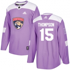 Men's Adidas Florida Panthers #15 Paul Thompson Authentic Purple Fights Cancer Practice NHL Jersey