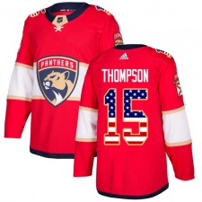 Men's Adidas Florida Panthers #15 Paul Thompson Authentic Red USA Flag Fashion NHL Jersey