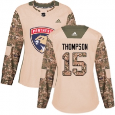 Women's Adidas Florida Panthers #15 Paul Thompson Authentic Camo Veterans Day Practice NHL Jersey