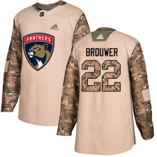 Youth Adidas Florida Panthers #22 Troy Brouwer Authentic Camo Veterans Day Practice NHL Jersey