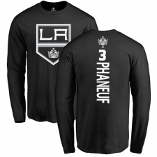 NHL Adidas Los Angeles Kings #3 Dion Phaneuf Black Backer Long Sleeve T-Shirt