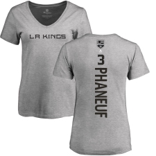NHL Women's Adidas Los Angeles Kings #3 Dion Phaneuf Ash Backer T-Shirt