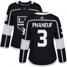 Women's Adidas Los Angeles Kings #3 Dion Phaneuf Authentic Black Home NHL Jersey