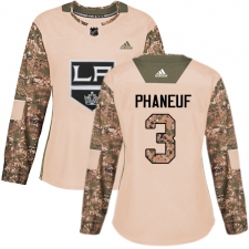 Women's Adidas Los Angeles Kings #3 Dion Phaneuf Authentic Camo Veterans Day Practice NHL Jersey