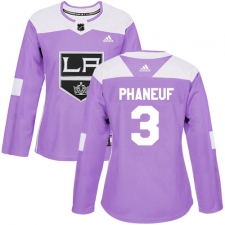 Women's Adidas Los Angeles Kings #3 Dion Phaneuf Authentic Purple Fights Cancer Practice NHL Jersey
