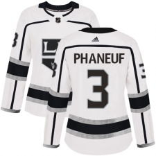 Women's Adidas Los Angeles Kings #3 Dion Phaneuf Authentic White Away NHL Jersey