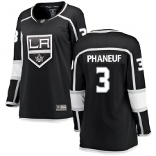 Women's Los Angeles Kings #3 Dion Phaneuf Authentic Black Home Fanatics Branded Breakaway NHL Jersey