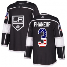 Youth Adidas Los Angeles Kings #3 Dion Phaneuf Authentic Black USA Flag Fashion NHL Jersey