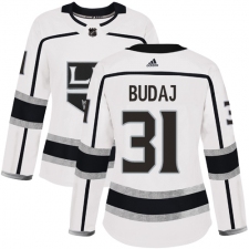 Women's Adidas Los Angeles Kings #31 Peter Budaj Authentic White Away NHL Jersey
