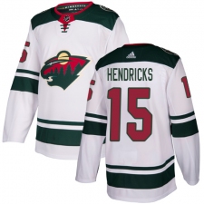 Men's Adidas Minnesota Wild #15 Matt Hendricks Authentic White Away NHL Jersey