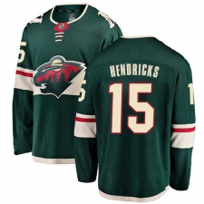 Men's Minnesota Wild #15 Matt Hendricks Authentic Green Home Fanatics Branded Breakaway NHL Jersey