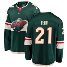 Men's Minnesota Wild #21 Eric Fehr Authentic Green Home Fanatics Branded Breakaway NHL Jersey