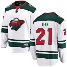 Men's Minnesota Wild #21 Eric Fehr Authentic White Away Fanatics Branded Breakaway NHL Jersey