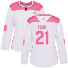 Women's Adidas Minnesota Wild #21 Eric Fehr Authentic White Pink Fashion NHL Jersey