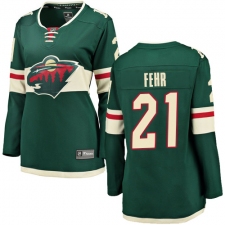 Women's Minnesota Wild #21 Eric Fehr Authentic Green Home Fanatics Branded Breakaway NHL Jersey