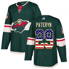 Men's Adidas Minnesota Wild #29 Greg Pateryn Authentic Green USA Flag Fashion NHL Jersey
