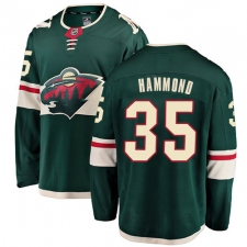 Men's Minnesota Wild #35 Andrew Hammond Authentic Green Home Fanatics Branded Breakaway NHL Jersey