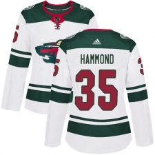 Women's Adidas Minnesota Wild #35 Andrew Hammond Authentic White Away NHL Jersey