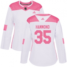 Women's Adidas Minnesota Wild #35 Andrew Hammond Authentic White Pink Fashion NHL Jersey