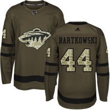 Men's Adidas Minnesota Wild #44 Matt Bartkowski Premier Green Salute to Service NHL Jersey