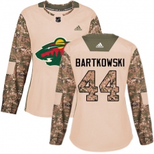 Women's Adidas Minnesota Wild #44 Matt Bartkowski Authentic Camo Veterans Day Practice NHL Jersey
