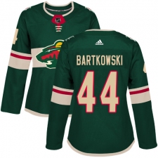 Women's Adidas Minnesota Wild #44 Matt Bartkowski Authentic Green Home NHL Jersey