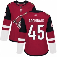 Women's Adidas Arizona Coyotes #45 Josh Archibald Authentic Burgundy Red Home NHL Jersey