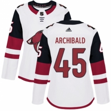 Women's Adidas Arizona Coyotes #45 Josh Archibald Authentic White Away NHL Jersey