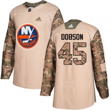 Men's Adidas New York Islanders #45 Noah Dobson Authentic Camo Veterans Day Practice NHL Jersey