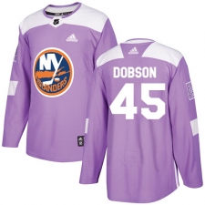 Men's Adidas New York Islanders #45 Noah Dobson Authentic Purple Fights Cancer Practice NHL Jersey