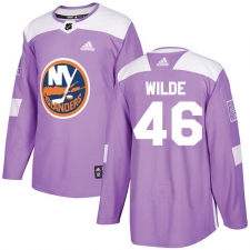 Youth Adidas New York Islanders #46 Bode Wilde Authentic Purple Fights Cancer Practice NHL Jersey
