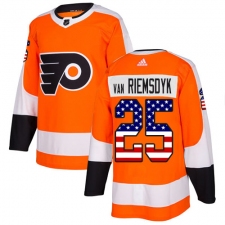 Men's Adidas Philadelphia Flyers #25 James Van Riemsdyk Authentic Orange USA Flag Fashion NHL Jersey
