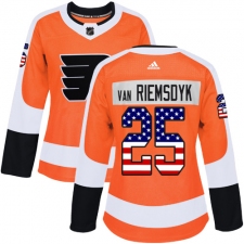 Women's Adidas Philadelphia Flyers #25 James Van Riemsdyk Authentic Orange USA Flag Fashion NHL Jersey