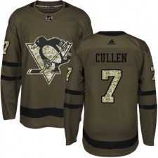 Men's Adidas Pittsburgh Penguins #7 Matt Cullen Authentic Green Salute to Service NHL Jersey