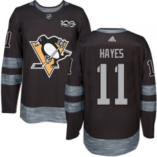 Men's Adidas Pittsburgh Penguins #11 Jimmy Hayes Authentic Black 1917-2017 100th Anniversary NHL Jersey