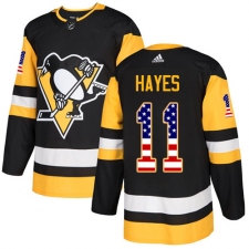 Men's Adidas Pittsburgh Penguins #11 Jimmy Hayes Authentic Black USA Flag Fashion NHL Jersey